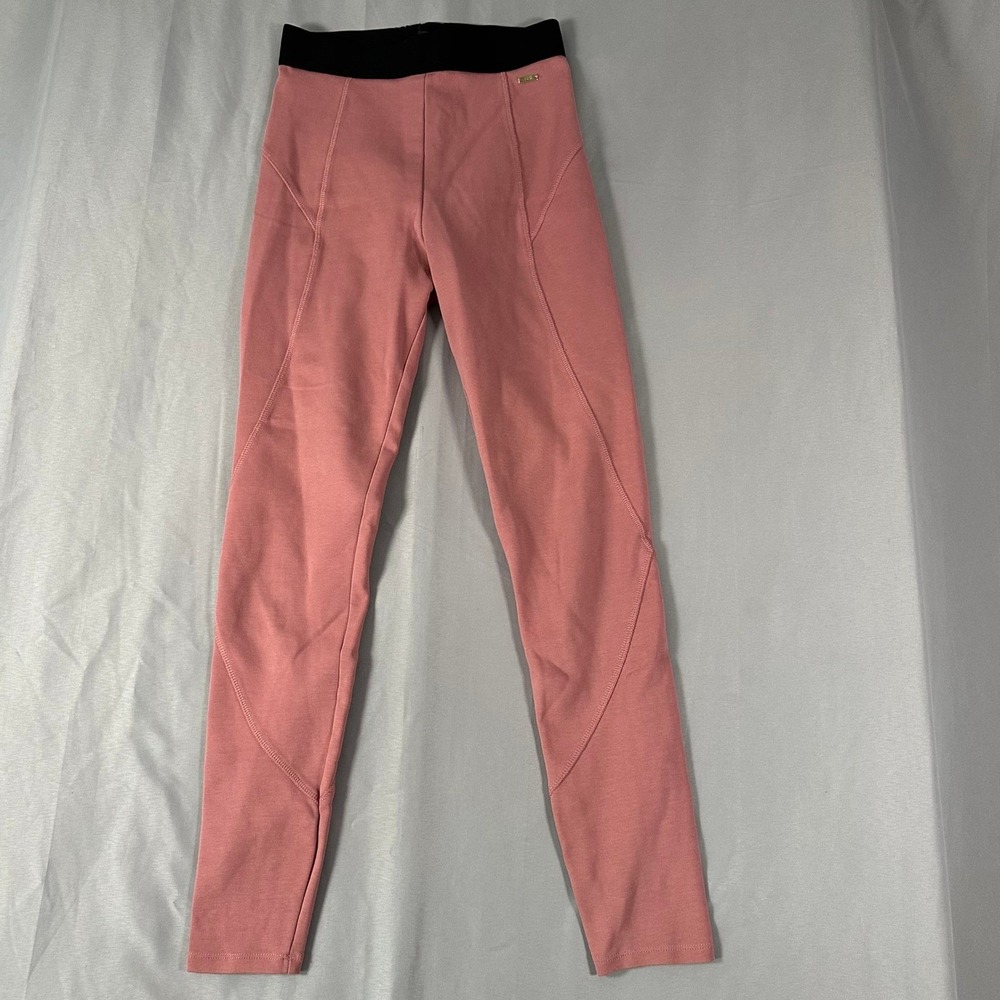 Armani Exchange Pinkā Leggings Black Elastic Waistband Logo Plaque Womens XS
